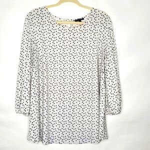 Adrianna Papell Heart Print Top Size 1X Spring 3/4 Sleeves Pullover Stretch